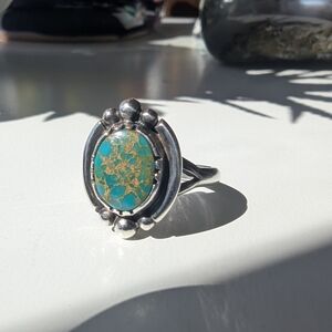 Vintage David Smith Native American Sterling Silver Tourqoise Ring Size 5.5